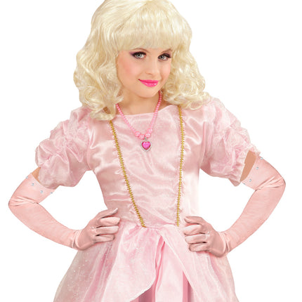 Widmann SRL Satijnen handschoenen roze kind