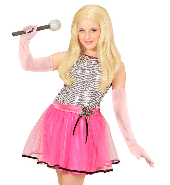 Widmann SRL Satijnen handschoenen roze kind