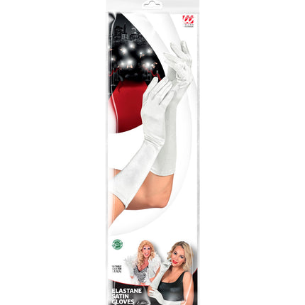 Widmann SRL Satijnen handschoenen wit elastaan