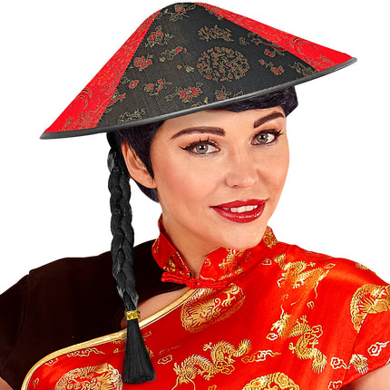 Widmann SRL Satijnen hoed Chinese man met staartjes
