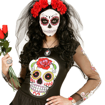 Widmann SRL Schedel armband met rode roos