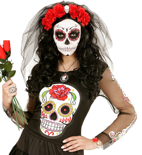 Widmann SRL Schedel armband met rode roos