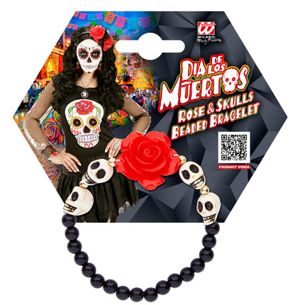 Widmann SRL Schedel armband met rode roos