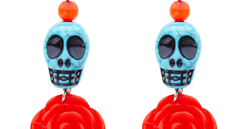 Widmann SRL Schedel met roos oorbellen