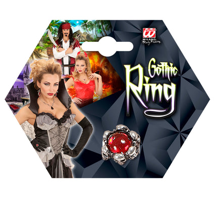 Widmann SRL Schedelring met rode steen