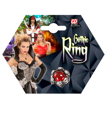 Widmann SRL Schedelring met rode steen