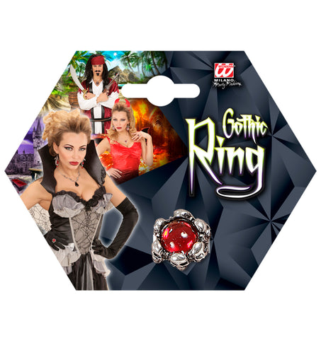 Widmann SRL Schedelring met rode steen