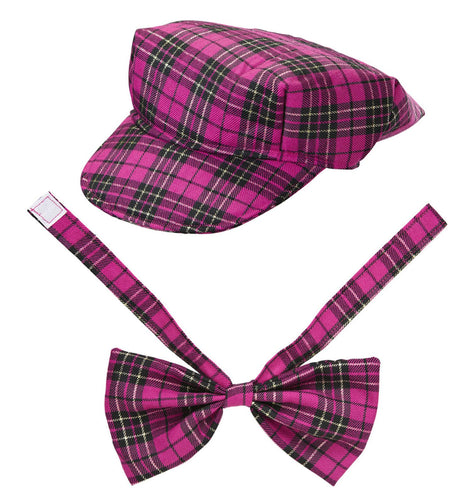 Widmann SRL Schotse pet tartan met strik ruit roze