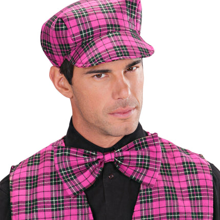 Widmann SRL Schotse pet tartan met strik ruit roze