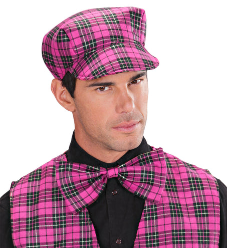 Widmann SRL Schotse pet tartan met strik ruit roze