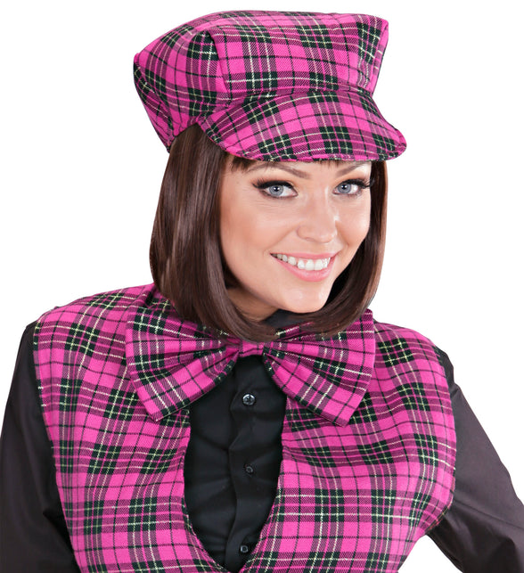Widmann SRL Schotse pet tartan met strik ruit roze