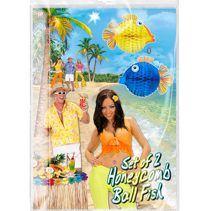 Widmann SRL Set met 2 honinggraat lampions tropische vis