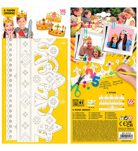 Widmann SRL Set van 6 beschilderbare kronen, 3 soorten assorti