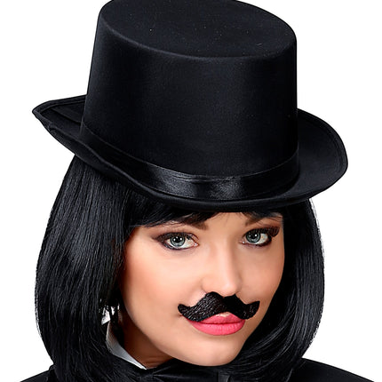 Widmann SRL Set van 6 plak snorren zwart