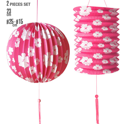 Widmann SRL Set van roze lampionnen