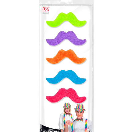 Widmann SRL Set vijf gekleurde snorren