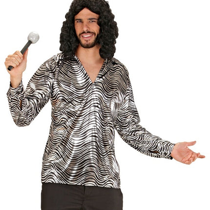 Widmann SRL Shirt disco fever zilver heren