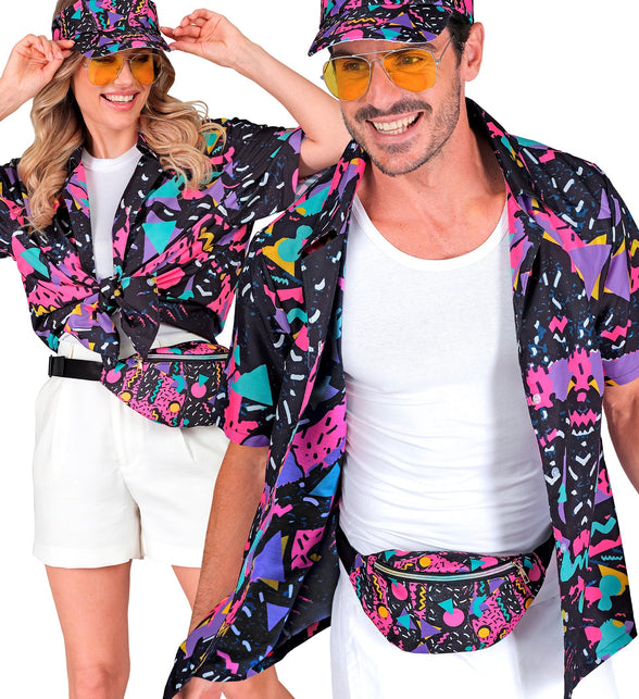 Widmann SRL Shirt jaren 80 funky fashion zwart
