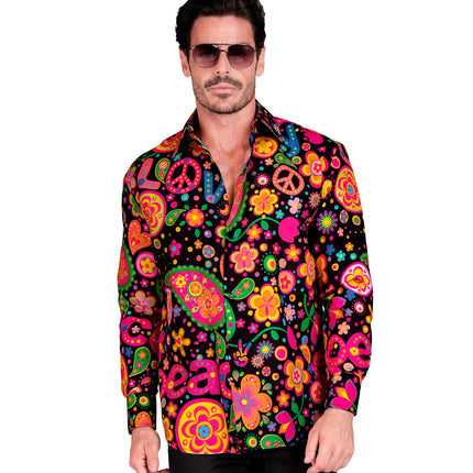 Widmann SRL Shirt neon hippie peace