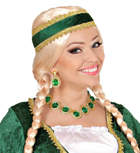 Widmann SRL Sieraden set middeleeuwse koningin groen