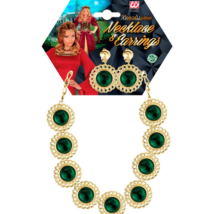 Widmann SRL Sieraden set middeleeuwse koningin groen
