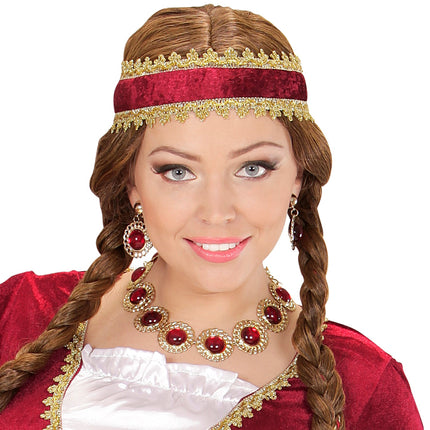 Widmann SRL Sieraden set middeleeuwse koningin rood