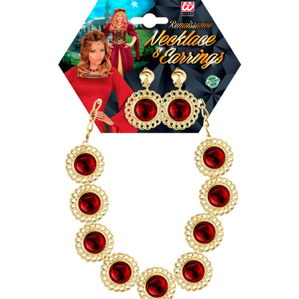 Widmann SRL Sieraden set middeleeuwse koningin rood