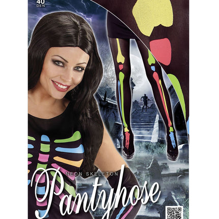 Widmann SRL Skelet panty met botten neon