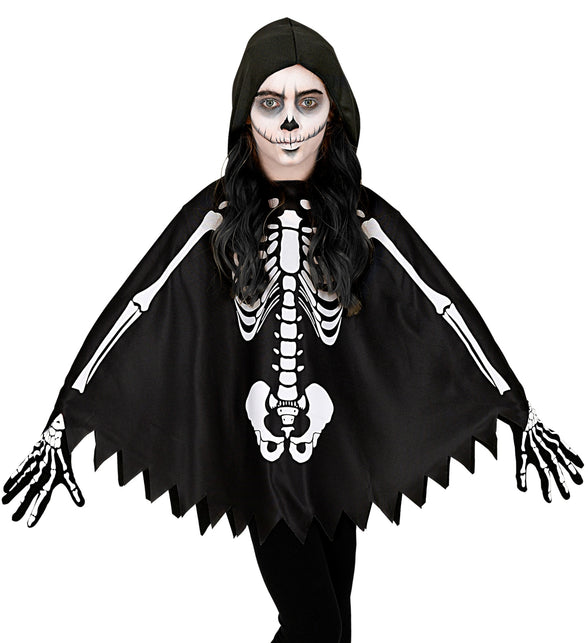 Widmann SRL Skelet poncho halloween kinderen