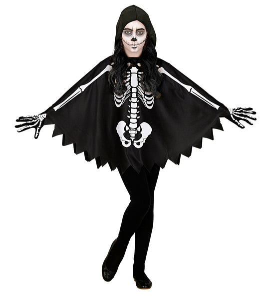 Widmann SRL Skelet poncho halloween kinderen