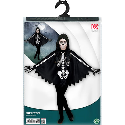 Widmann SRL Skelet poncho halloween kinderen
