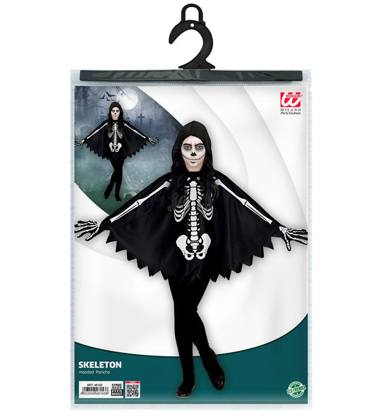 Widmann SRL Skelet poncho halloween kinderen