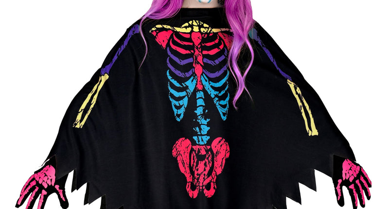 Widmann SRL Skelet poncho meerkleurig kinderen