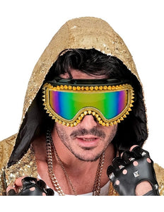 Widmann SRL Ski-bril 80's goud strass-nagels Anouk