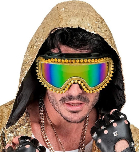 Widmann SRL Ski-bril 80's goud strass-nagels Anouk