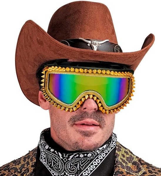 Widmann SRL Ski-bril 80's goud strass-nagels Anouk