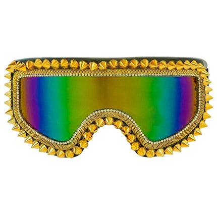 Widmann SRL Ski-bril 80's goud strass-nagels Anouk