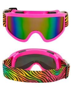 Widmann SRL Ski-bril 80's roze regenboog tijgerprint Anouk
