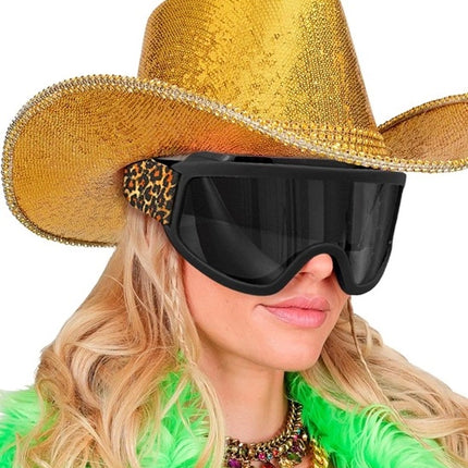 Widmann SRL Ski-bril 80's zwart luipaardprint Jesse