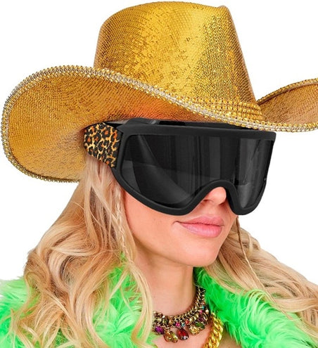 Widmann SRL Ski-bril 80's zwart luipaardprint Jesse