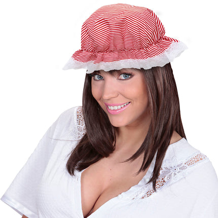 Widmann SRL Slaapmuts rood wit gestreept