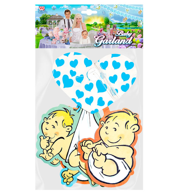 Widmann SRL Slinger met blauwe hartjes voor geboorte