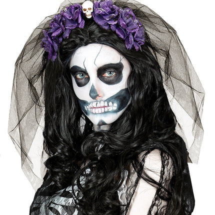 Widmann SRL Sluier met paarse rozen voor Halloween