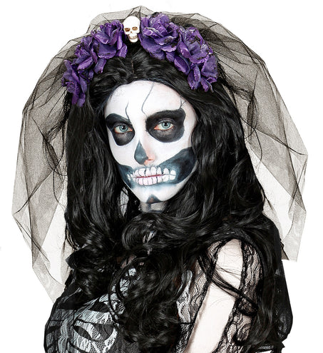 Widmann SRL Sluier met paarse rozen voor Halloween