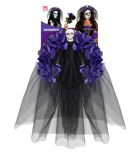 Widmann SRL Sluier met paarse rozen voor Halloween