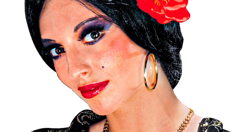 Widmann SRL Spaanse pruik Flamenco met bloem vrouw