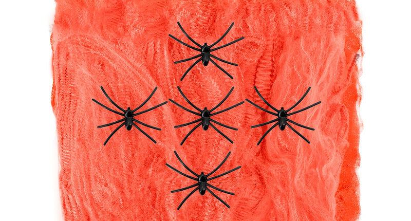 Widmann SRL Spinnenweb oranje 100 gram met 5 spinnen