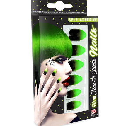 Widmann SRL Stiletto nagels zwart neon groen