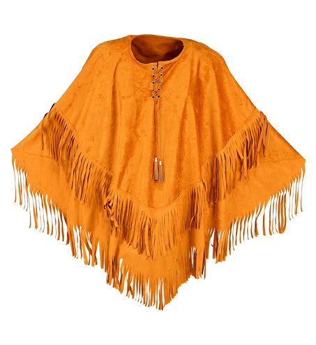 Widmann SRL Suede indianen poncho met slierten