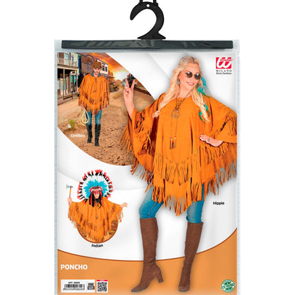 Widmann SRL Suede indianen poncho met slierten